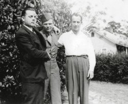 My grandfather, Ernest Mathis, left, and his two brothers, Forrest and Olen. About 1942 in Tallassee, Alabama. View full size.
(ShorpyBlog, Member Gallery)