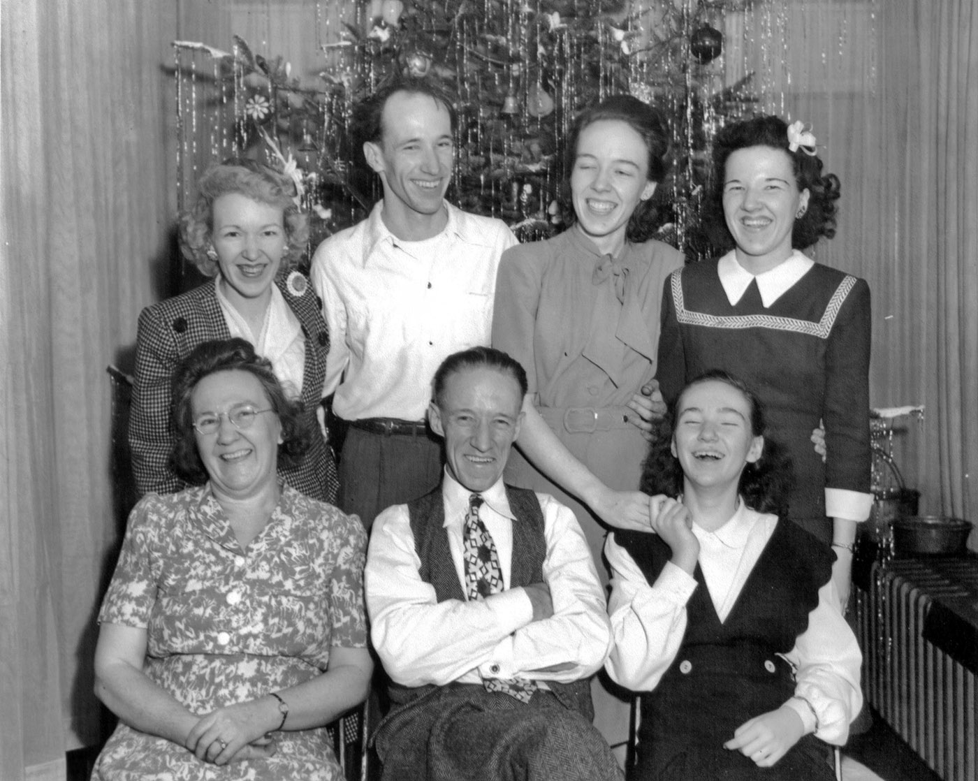 The McWhinnie family Christmas in 1943 with my maternal Grandmother Vivina Ortner, her siblings, and parents.
Top row L to R:
Ruth, David Jr., Mary Alice, Vivina
Bottom row L to R:
parents Ruth & David, and baby of the family Dolores.

Dr. Mary Alice McWhinnie was a famous pioneer as a female scientist in Antarctica.  Read a neat blog entry here, including another picture of Mary Alice & the plaque dedicating a bio lab to her at Palmer Station:
http://www.antarctica.uab.edu/blog/401/
