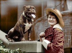 Colorized from this Shorpy original. They are both so adorable. View full size.