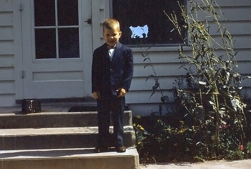 This is my older cousin Stephen. He is well dressed in this 1953 35mm Kodachrome slide. This is one of the rare times he has been caught dressed like this! View full size.