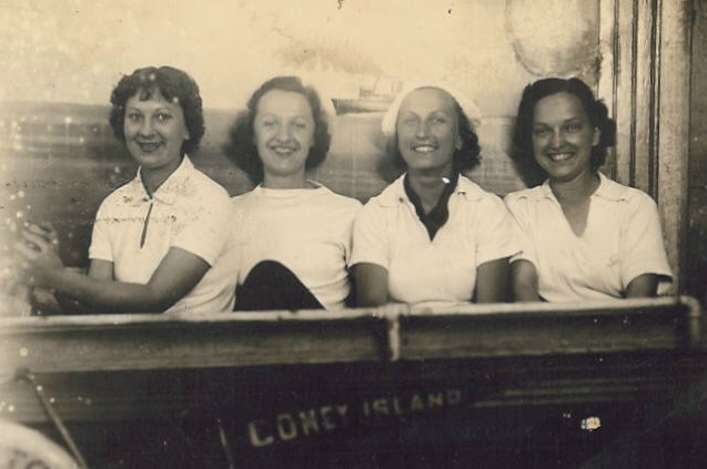 Taken at Coney Island in 1934 by the concession operator. My mom, at age 17, is at the far left.
