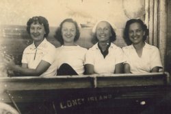 Taken at Coney Island in 1934 by the concession operator. My mom, at age 17, is at the far left.
(ShorpyBlog, Member Gallery)