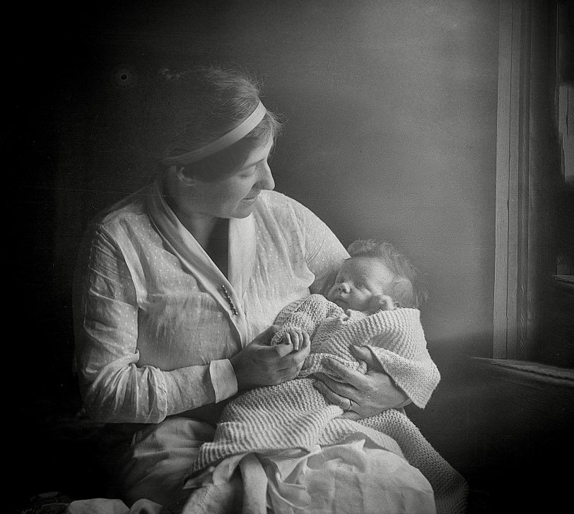 For Mother's Day, one of the images I've collected and restored for my Facebook page Camera Americana. Unknown year and location. View full size.
