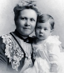 This cabinet photo was taken in 1902 in Brooklyn, New York. That's my paternal grandmother, Margaret Dunlap McNeal Wilson, who was born in Newburgh, New York in 1865 and died there in 1950. The toddler is her only child and my father, Robert John Wilson (1901-1986). Sadly, she lost her husband and he, his father, Samuel Hugh Wilson (1855-1903), in April, 1903, after only four days of illness (pneumonia). View full size.
(ShorpyBlog, Member Gallery)