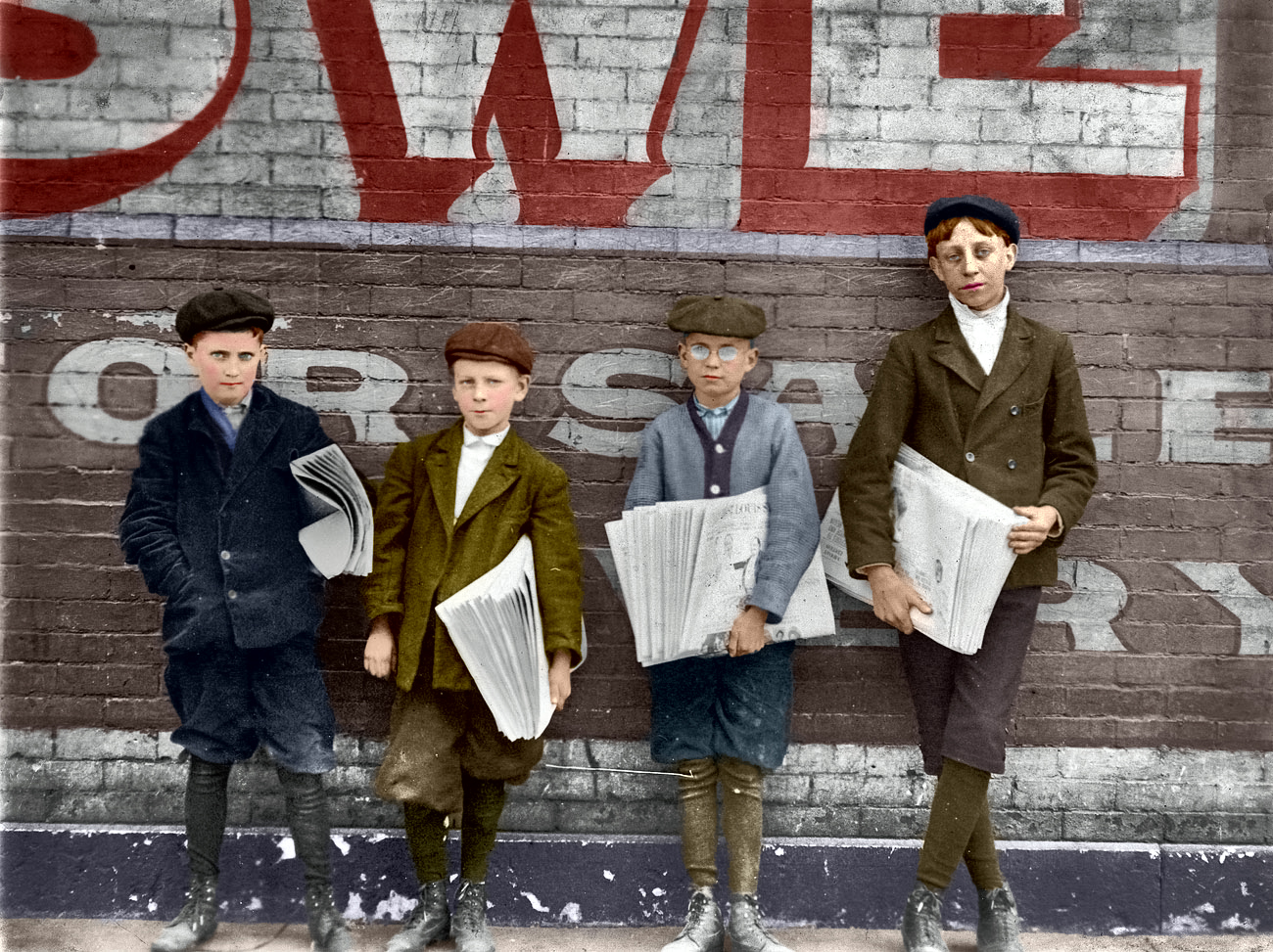 A colorized version of this 1910 photo by Lewis Hine. View full size.