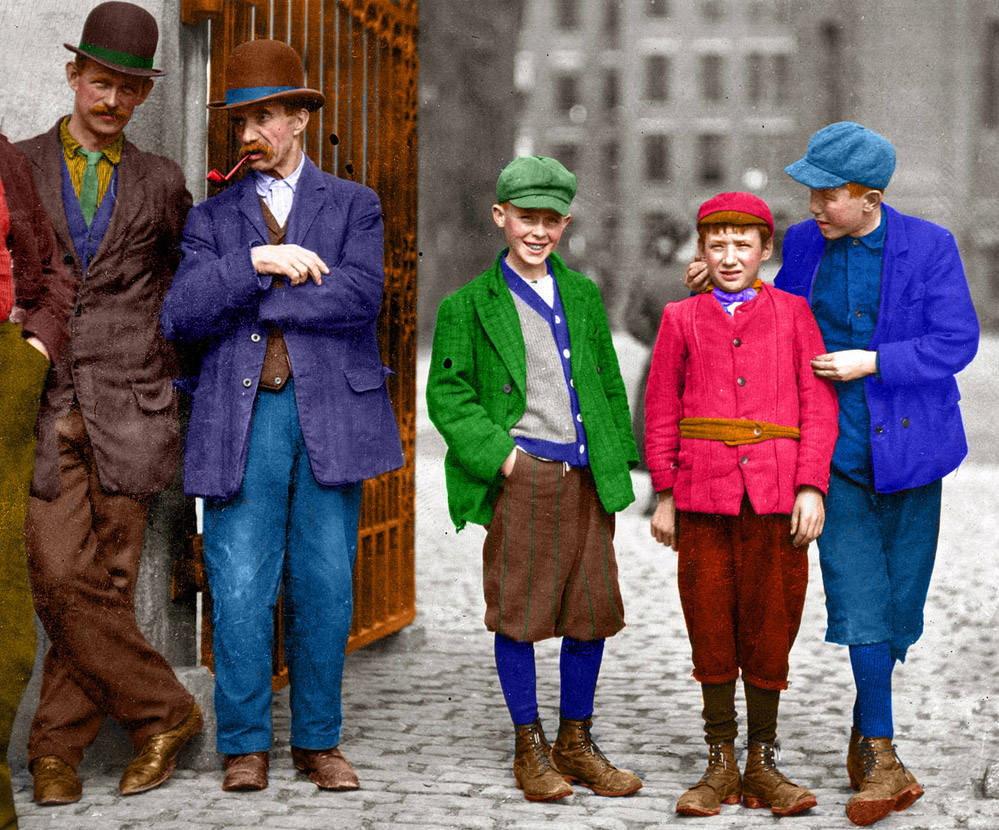 Colorized version of Mule Room Boys: 1911. View full size.