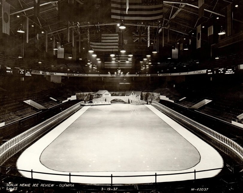 Sonja Henie Ice Review, Olympia Stadium, Detroit, Michigan. Taken on March 19, 1937 by the Detroit Edison Photographic Department. View full size.
