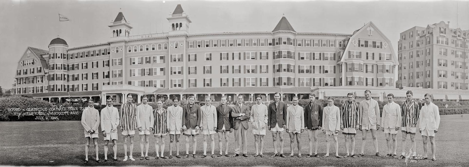 Oxford and Cambridge Combined Track Team, New Ocean House, Swampscott, MA, July 6, 1925. Photo by Fred Schutz.