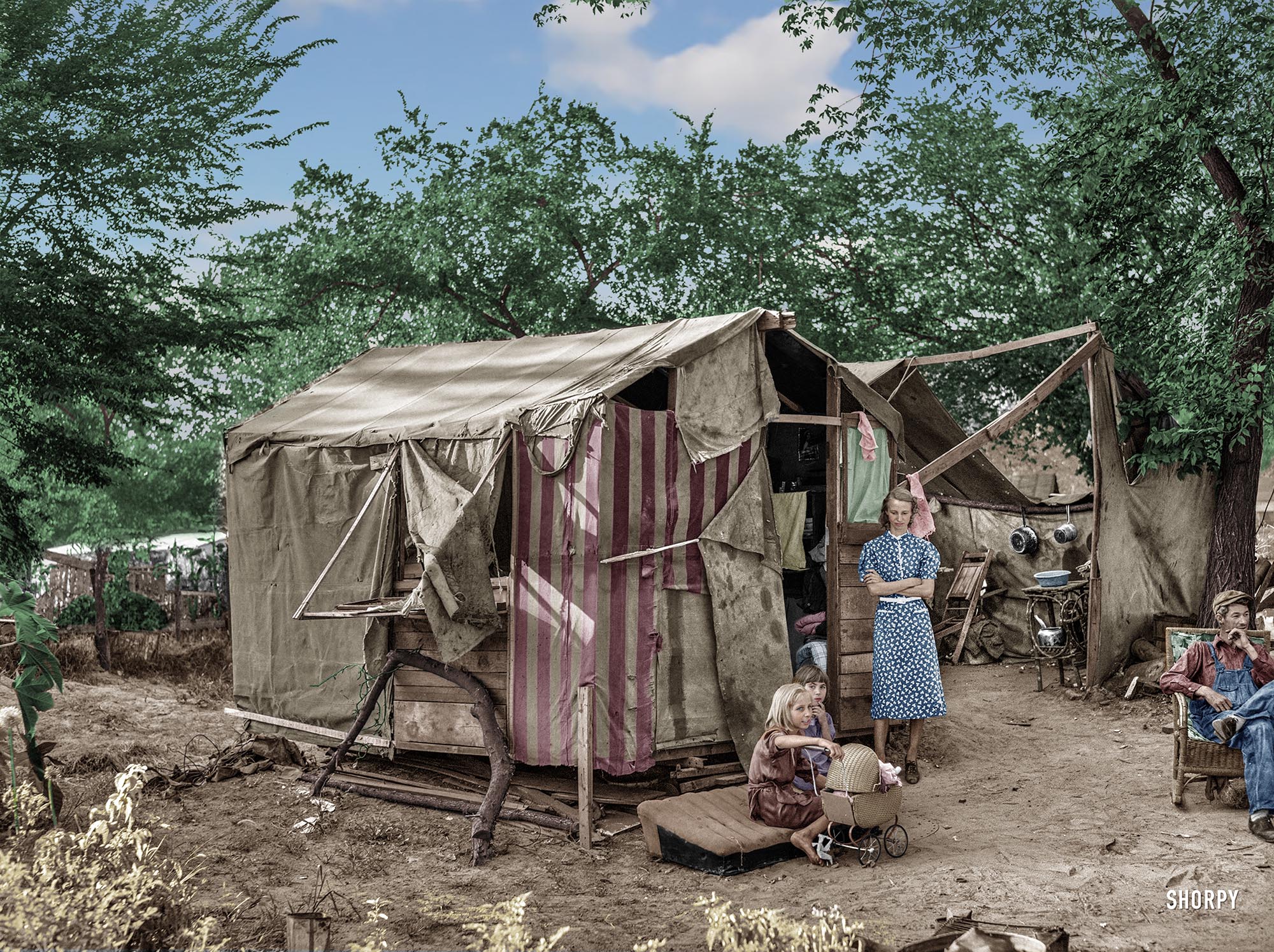 This is my version of this Shorpy Photo. I replaced the sky because it was really blown out. Photographs of The Great Depression really make me glad I live in today's America. I don't know how they ever did it.