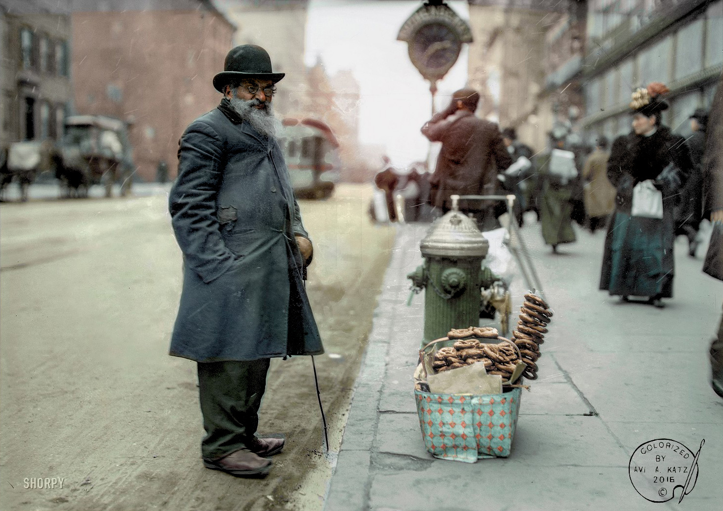 Colorized from this Shorpy original. I just love this simple moment frozen in time. View full size.