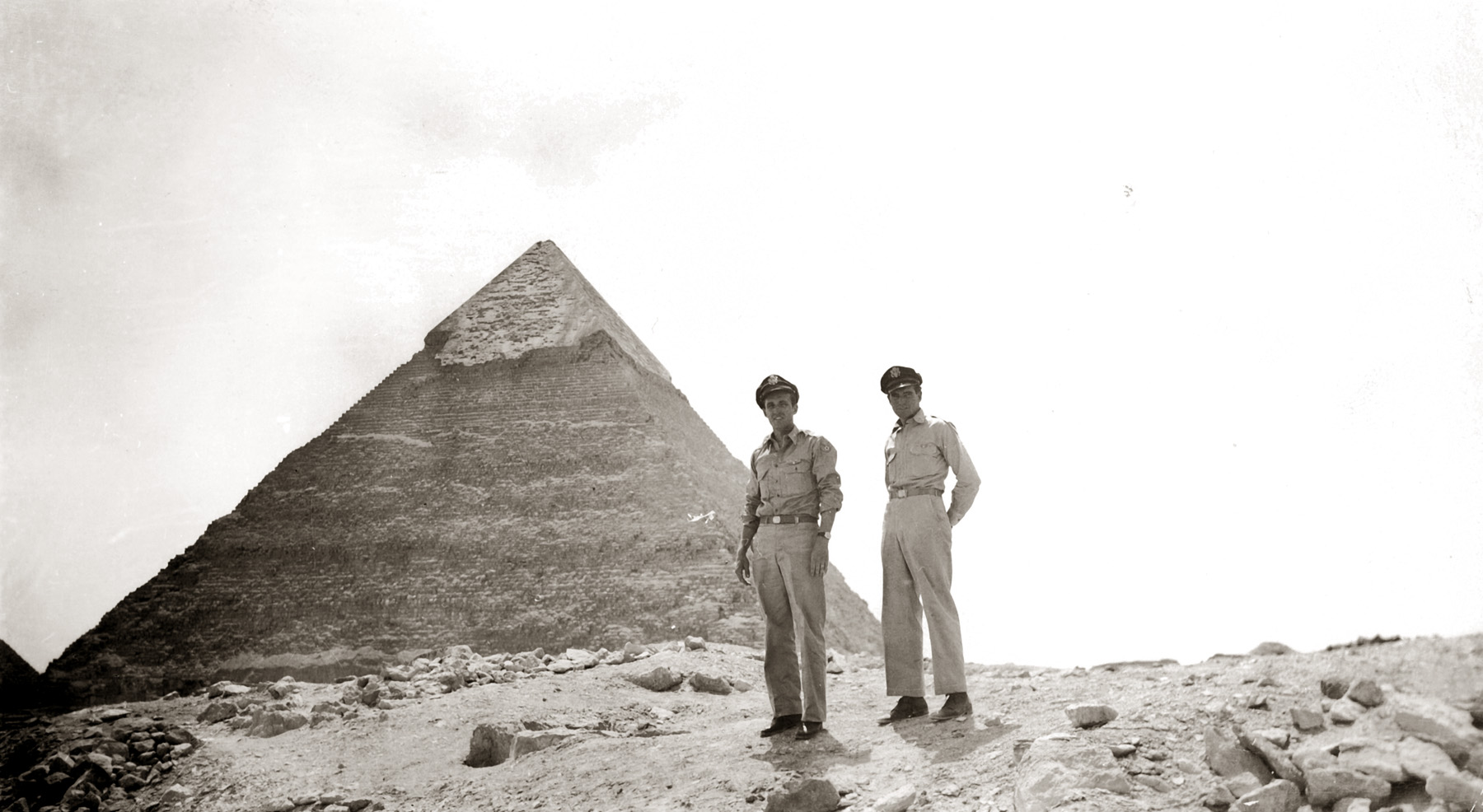This is part of my ongoing quest to scan all the family photos that have come into my possession over the past few years. The interesting ones, at least. Here's my grandfather again, this time at the Pyramids in Egypt between late 1944 and late 1945. There's no note on the back of this print but he's clearly just being a tourist. View full size.