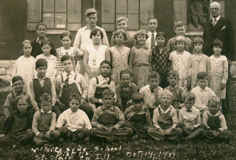 My father's school class of 1931 in Belleville, Illinois. He is 10 years old here.
