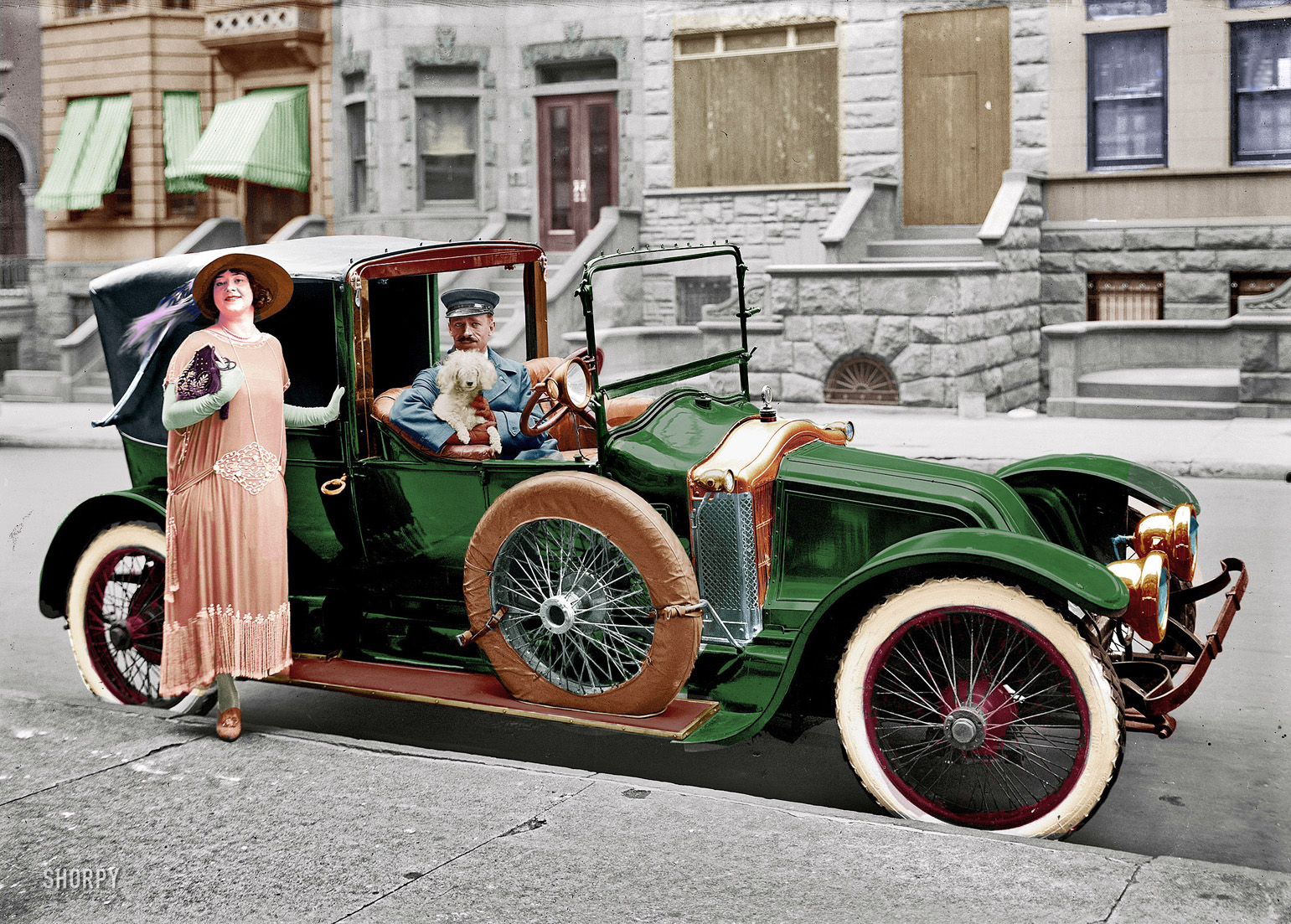 Colorized from this Shorpy original. Steppin out! View full size.