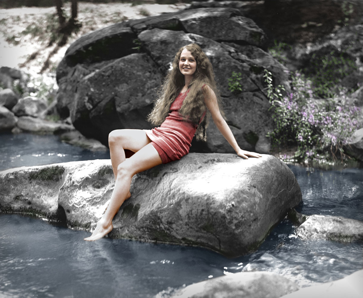 Miss Marjorie Joestring, 1926. A colorized version of National Photo Company Collection glass negative. View full size.