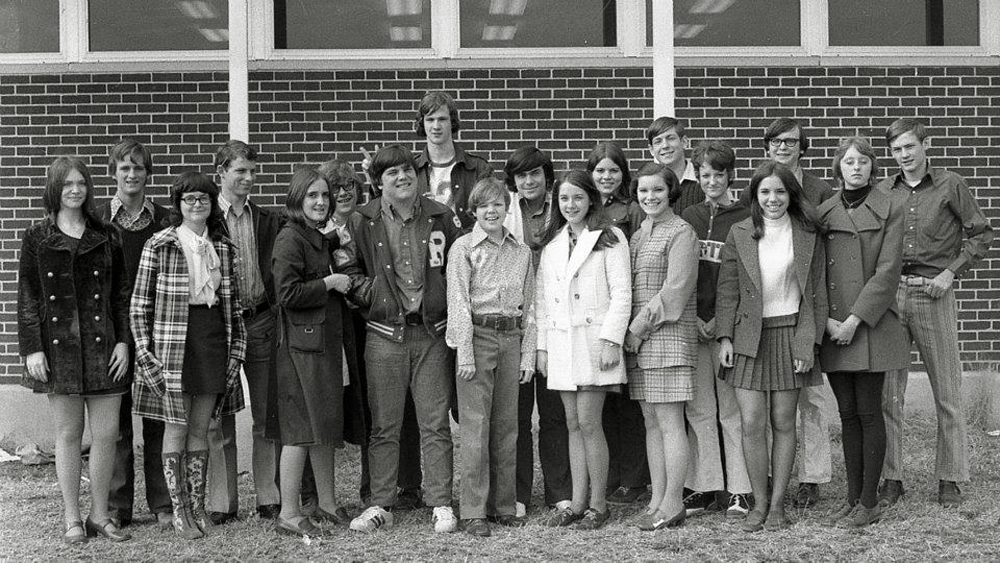 "The Rockin' Sounds,' a contemporary music vocal/instrumental group, Rogers High School, Rogers, Arkansas, 1971. View full size.