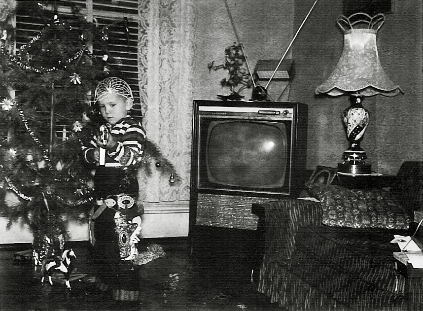 My brother Rocky at my grandmother's house in Birmingham on Christmas morning 1960.