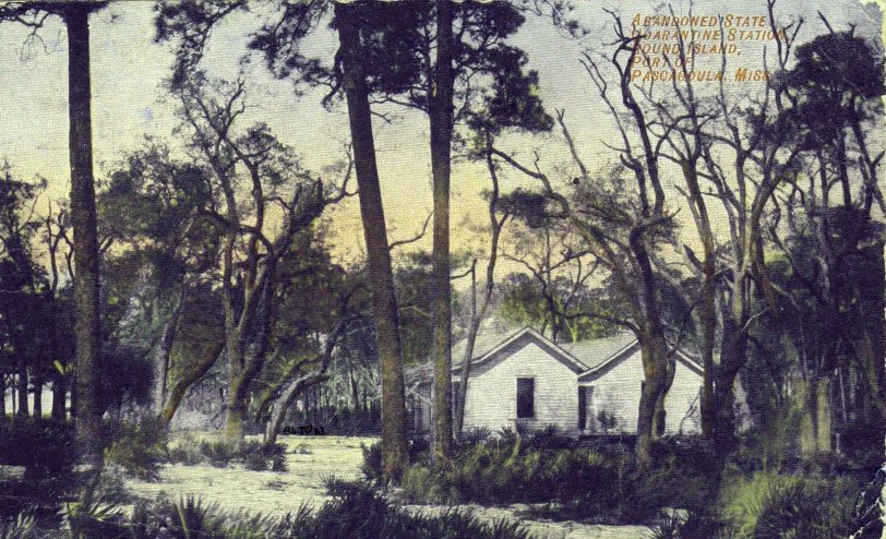 Round Island in Pascagoula, Mississippi. "Abandoned State Quarantine Station," 1915.
