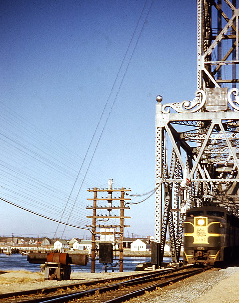 Railroad Bridge, Cape Cod Canal, Bourne, Massachusetts. One of many Ruth Cooper Kodachromes. View full size.
