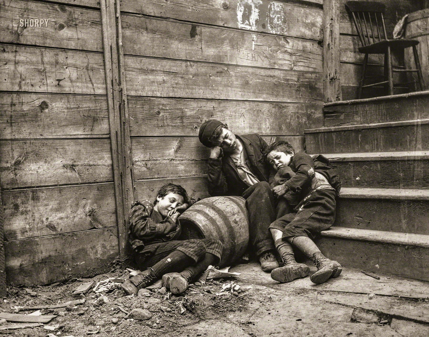 New York circa 1888. "Street Arabs in 'sleeping quarters'." Photo by the Danish-American social reformer Jacob Riis (1849-1914). View full size.