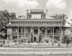 1938. " 'San Francisco,' Reserve vicinity, St. John Parish, Louisiana. Steamboat Gothic circa 1850." 8x10 negative by Frances Benjamin Johnston. View full size.