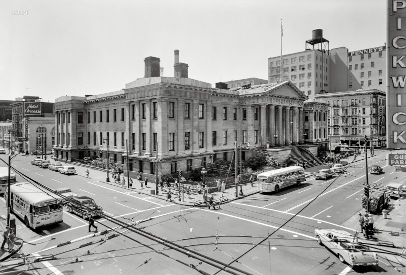 August 1958. "U.S. Branch Mint, Mission &amp; Fifth Streets, San Francisco." Photo by William S. Ricco for the Historic American Buildings Survey. View full size.
