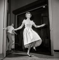 September 1954. "Actress Betty White rehearsing and performing on her local Los Angeles daytime television show." Look magazine photo archive. View full size.
Betty White, a Television Golden Girl From the Start, Is Dead at 99
&nbsp; &nbsp; &nbsp; &nbsp; Betty White, who created two of the most memorable characters in sitcom history -- the nymphomaniacal Sue Ann Nivens on “The Mary Tyler Moore Show” and the sweet but dim Rose Nylund on “The Golden Girls” -- died on Friday at her home in Los Angeles. She was 99.
— New York Times