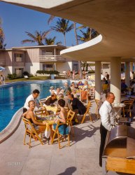 December 1954. "La Coquille Club, Palm Beach, Florida." 35mm Kodachrome by Toni Frissell for the Sports Illustrated assignment "Sporting Look: La Coquille." View full size.