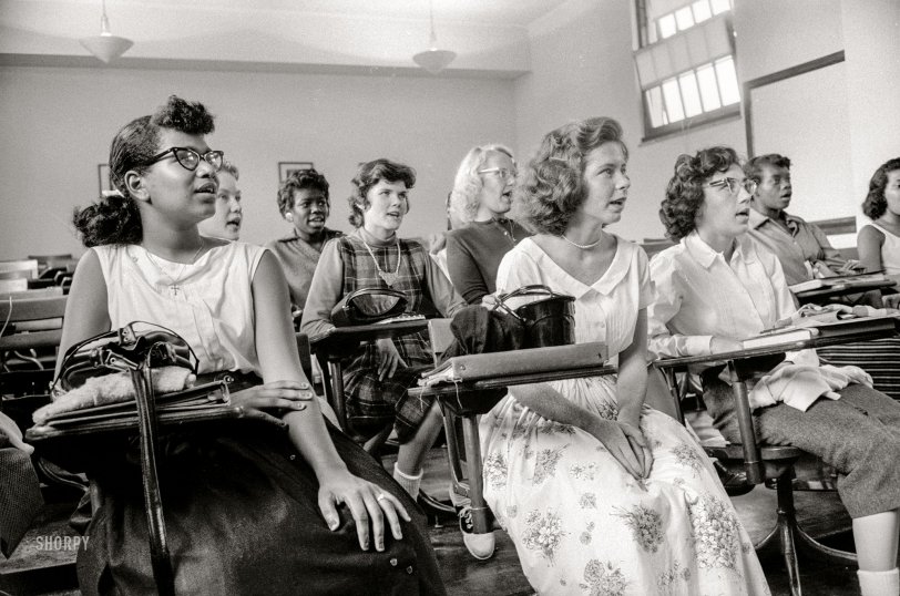 September 10, 1957. "Integrated classroom at Anacostia High School, Washington, D.C." 35mm acetate negative by Warren K. Leffler for U.S. News &amp; World Report. View full size.
