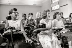 September 10, 1957. "Integrated classroom at Anacostia High School, Washington, D.C." 35mm acetate negative by Warren K. Leffler for U.S. News & World Report. View full size.