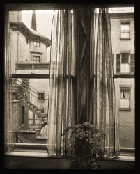 "New York Window." Glass transparency by Margaret Watkins, exhibited at the 2nd International Salon of Pictorial Photography in 1925. View full size.