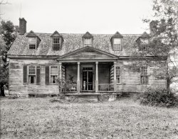 Charles City County, Virginia, circa 1935. "Kittiewan, Weyanoke vicinity, ca. 1730 plantation house." 8x10 negative by Frances Benjamin Johnston. View full size.