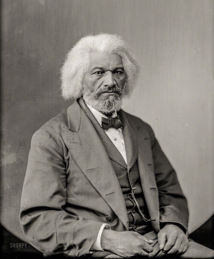 &nbsp; &nbsp; &nbsp; &nbsp; "Frederick Douglass is an example of somebody who has done an amazing job and is being recognized more and more, I notice." 
-- President Trump, 2/1/2017

Washington, D.C., circa 1880. "Frederick Douglass (1818-1895), African-American abolitionist, seated, three-quarters length portrait." Wet plate stereograph negative, Brady-Handy Collection, Library of Congress. View full size.
