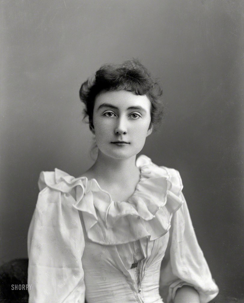 "Parker, Mrs. F.W. -- between February 1894 and February 1901." The wife of one Dr. F.W. Parker. 5x7 inch dry plate glass negative from the C.M. Bell portrait studio in Washington, D.C. View full size.
