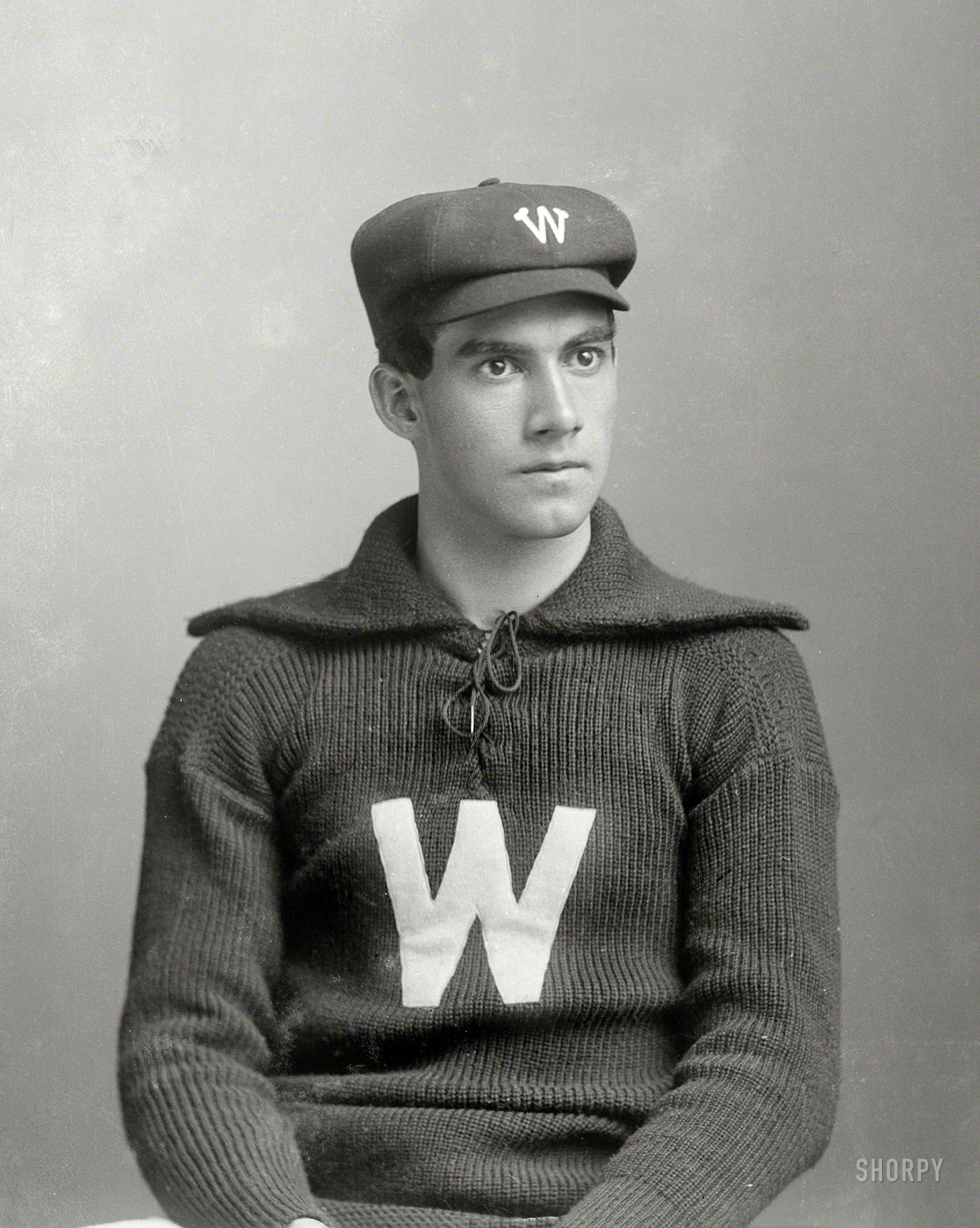 Circa 1896. "Mercer, Washington baseball." George Barclay "Win" Mercer (1874-1903). Glass negative from the C.M. Bell portrait studio. View full size.



MERCER'S TRAGIC END
Ball Player, 28, Takes Own Life in San Francisco.

&nbsp; &nbsp; &nbsp; &nbsp; SAN FRANCISCO, Jan. 13 -- Winnie D. Mercer, a pitcher for the American baseball team, registered at the Occidental Hotel last evening and was found asphyxiated in his room to-day. Mercer was registered under the name of George Murray  and gave his residence as Philadelphia. The watchman of the hotel in making his rounds detected the odor of gas coming from Mercer's room, and, failing to receive a response to his knocking, broke down the door. Clad in his night clothes and lying in the bed with his coat and vest covering his head, Mercer was found. From the gas jet in the center of the room was suspended a rubber tube, and the end of this Mercer had placed in his mouth, after turning the gas full on.

&nbsp; &nbsp; &nbsp; &nbsp; Mercer's identity was established by papers found among his effects, one of which read: "Tell Mr. Van Horn, of the Langham Hotel, that Winnie Mercer has taken his life." He also left letters, one to his mother and another to a young lady of East Liverpool, Ohio, expressing regret over his deed and bidding them fond farewells. He left a statement of his financial accounts addressed to Tip O'Neill, and advised his friends to avoid games of chance and women.
-- Washington Post, January 14, 1903.