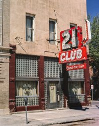 "21 Club, Buffalo, Wyoming, 1980." 35mm color transparency from the John Margolies Roadside America photographic archive. Happy New Year from Shorpy! View full size.