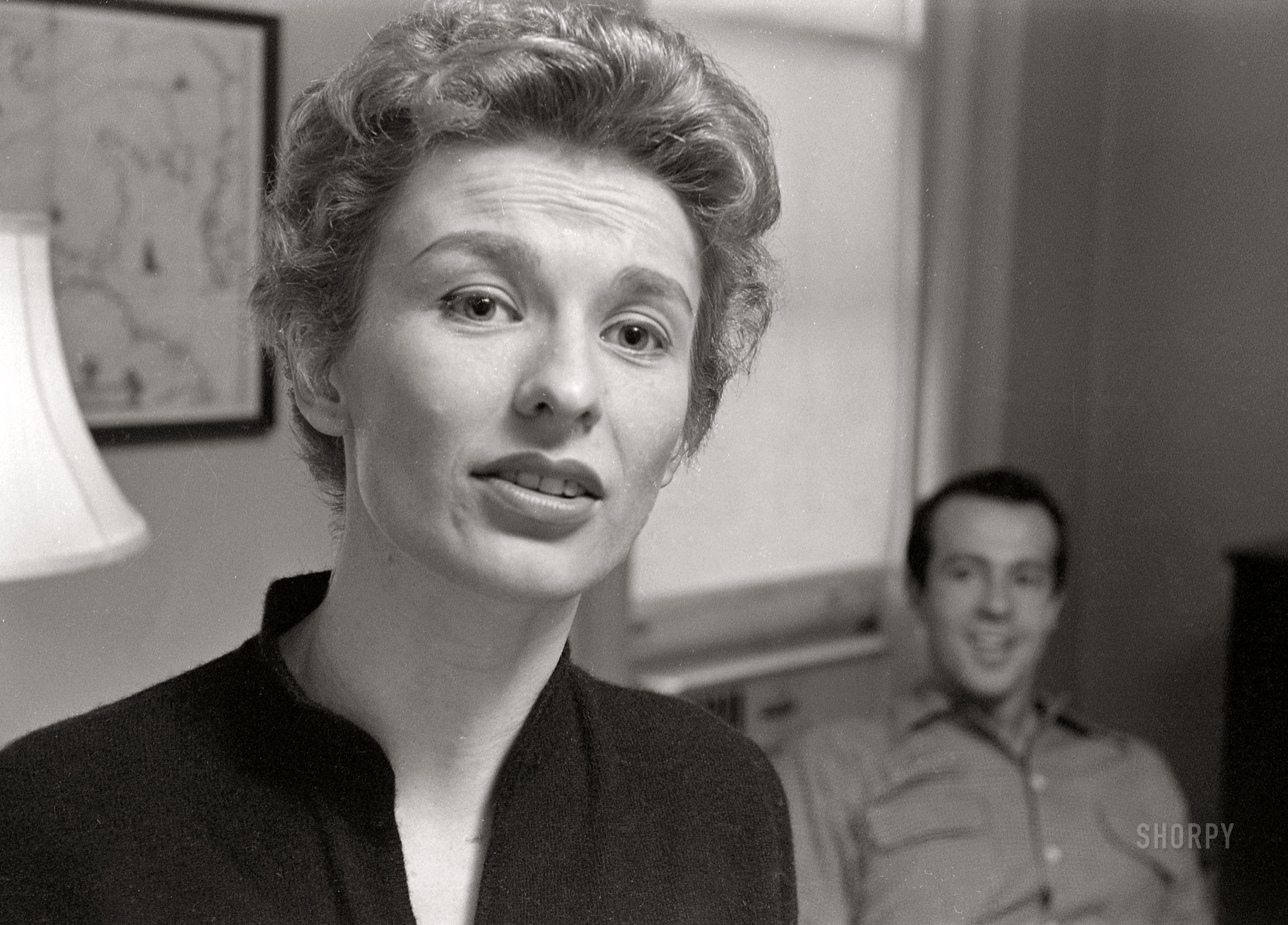 April 1954. New York. "Actress Cloris Leachman (seen earlier here, here and here) at home with husband George Englund." Photo by Phillip Harrington for Look magazine. View full size.
Cloris Leachman, Oscar Winner
And TV Comedy Star, Is Dead at 94
&nbsp; &nbsp; &nbsp; &nbsp; Cloris Leachman, who won an Academy Award for her portrayal of a neglected housewife in the stark drama “The Last Picture Show” but who was probably best known for getting laughs, notably in three Mel Brooks movies and on television comedies like “The Mary Tyler Moore Show” and “Malcolm in the Middle,” died on Wednesday at her home in Encinitas, Calif. She was 94. -- New York Times
