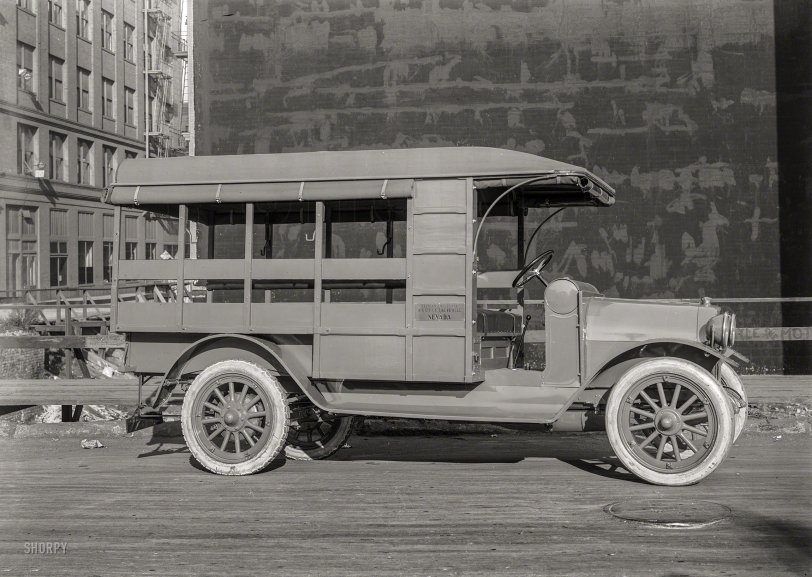 San Francisco, 1921. "Belgian ambulance -- REO Speed Wagon." A gift of the people of Nevada. 5x7 glass negative by Christopher Helin. View full size.
