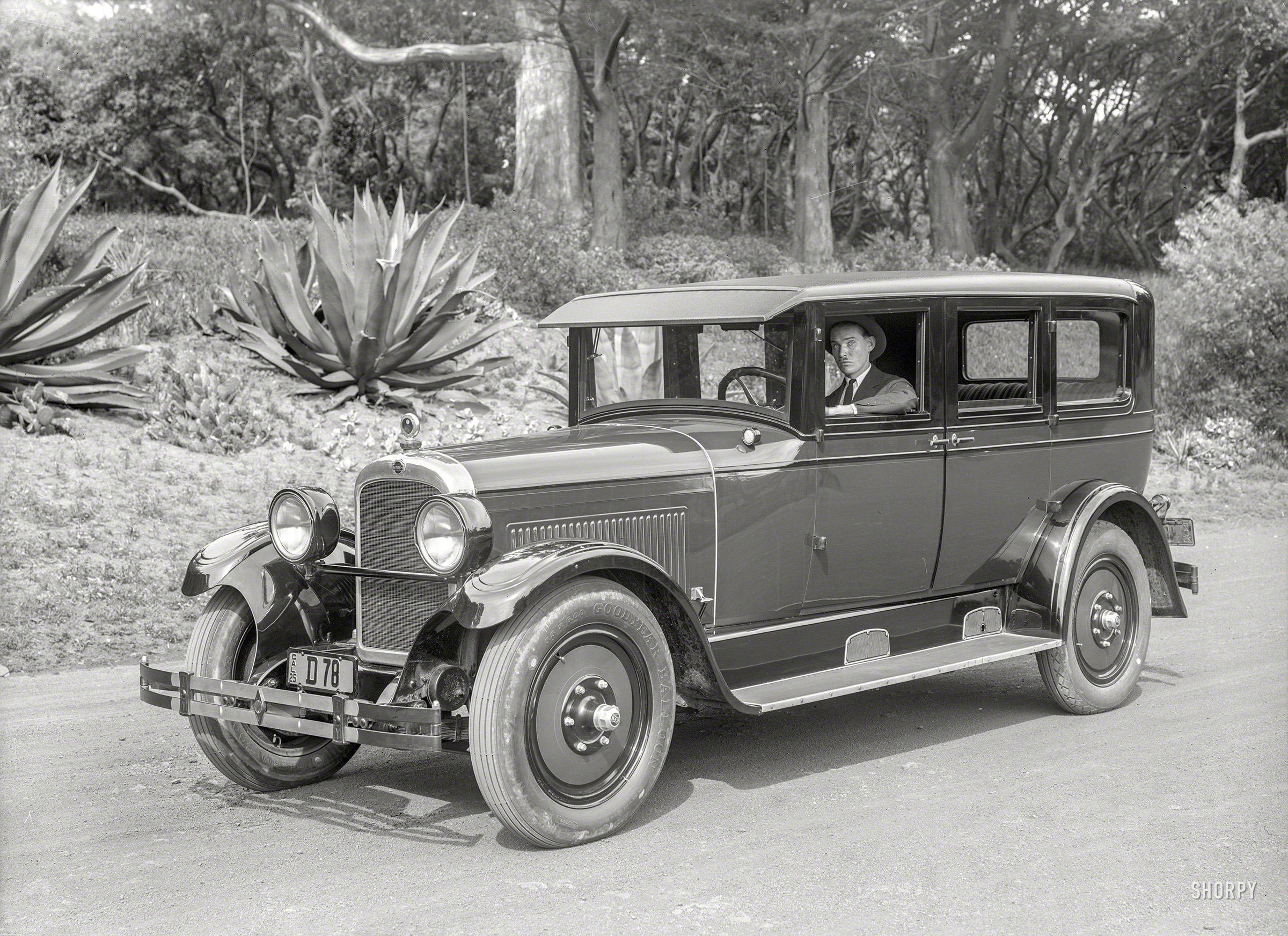 San Francisco, 1925. "Nash Advanced Six at Golden Gate Park." Which of you kids would like some candy? 5x7 glass negative by Christopher Helin. View full size.