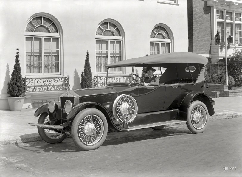 San Francisco, 1919. "Roamer touring car." Transportation for the young man who's going places. 5x7 glass negative by Christopher Helin. View full size.

