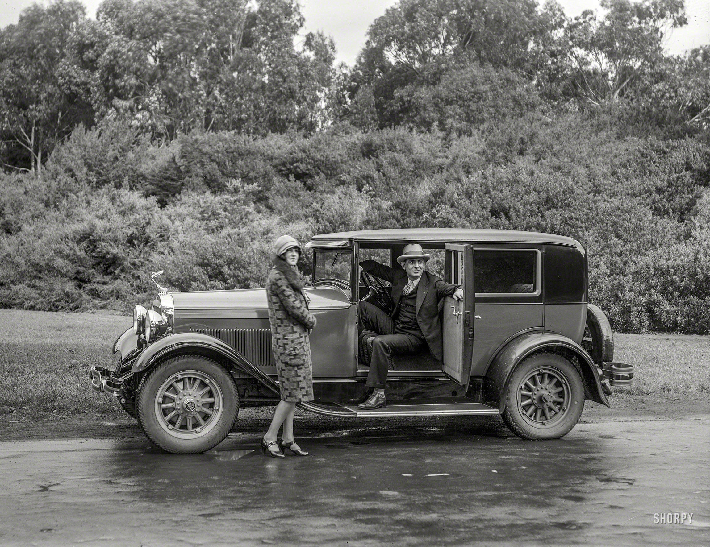 San Francisco, 1928. "Hudson Super Six Sedan at Golden Gate Park." Latest entrant in the Shorpy Cavalcade of Cretaceous Conveyances. 5x7 glass negative by Christopher Helin. View full size.