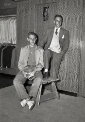 Columbus, Georgia, 1948. "Kirven's Department Store fashion show -- Jere Pound." But which dapper gent is Jere? (Answer: standing.) View full size.