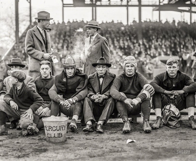 Washington, D.C., 1924. "Mercury Athletic Club -- Benefit game for 'Fighting' Bill McBride, former sandlot football star and Mercury A.C. player stricken with paralysis." Fighting Bill died on April 17, 1926, at the age of 39. View full size.
