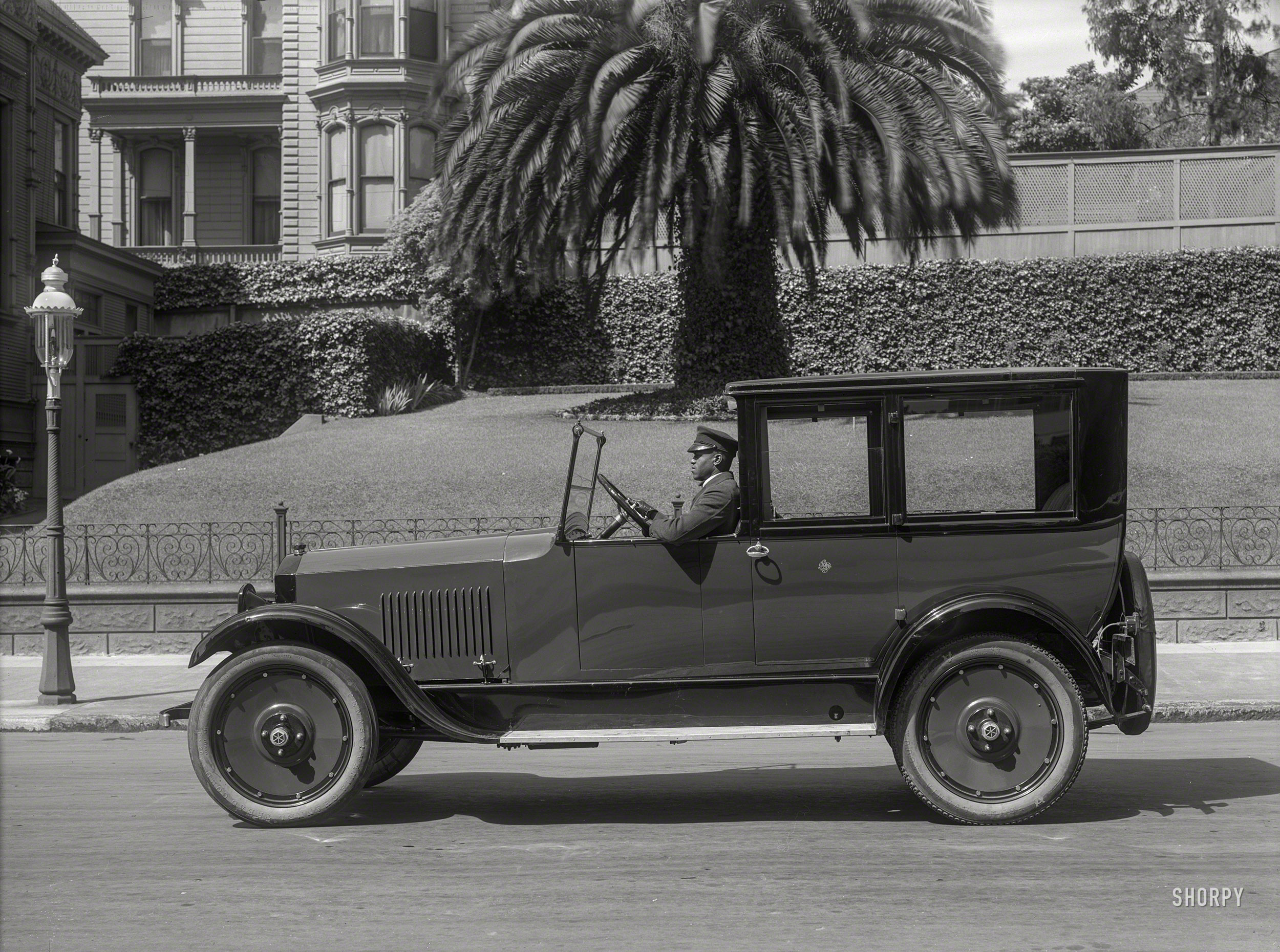 San Francisco circa 1920. "Studebaker Big Six town car." In what must be one of the city's tonier districts. 5x7 glass negative by Christopher Helin. View full size.