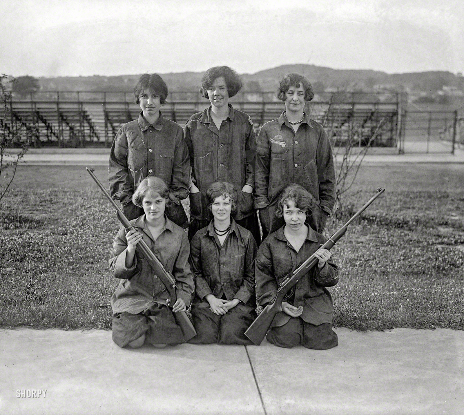 May 29, 1925. "Central High Rifle Team." Rumor has it these girls are loaded. National Photo Company Collection glass negative. View full size.