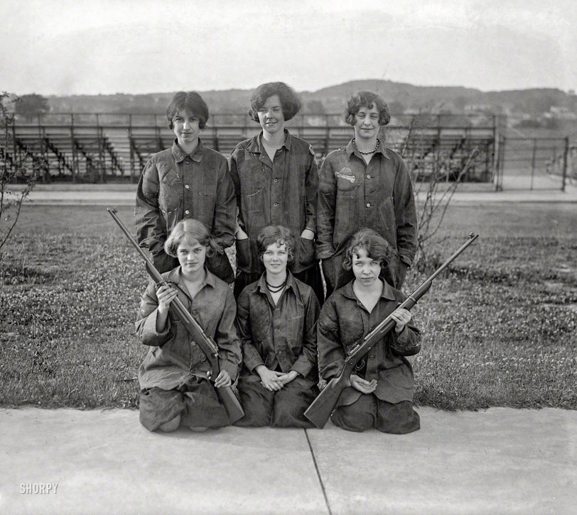 May 29, 1925. "Central High Rifle Team." Rumor has it these girls are loaded. National Photo Company Collection glass negative. View full size.
