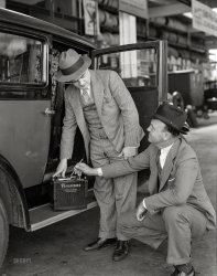 San Francisco, 1934. "Firestone battery service." 8x10 inch nitrate negative, formerly of the Wyland Stanley collection. View full size.