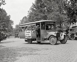 July 23, 1925. Washington, D.C. "Central Union mission outing -- orphans' picnic." National Photo Company Collection glass negative. View full size.
Hood OrnamentGotta love that Rotary International logo hood ornament!
Bus IDIn the 1920's the larger Dodge commercials were outsourced to the Graham brothers using many Dodge components. This is an example. Later they split and the Graham brothers bought Paige renaming it the Graham Paige briefly, then Graham.
(The Gallery, Cars, Trucks, Buses, D.C., Kids, Natl Photo)