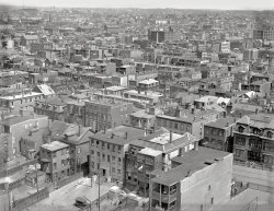 "Boston, Massachusetts, aerial view, 1929." Who'll be first to identify the neighborhood? 4x5 glass negative, photographer unknown. View full size.