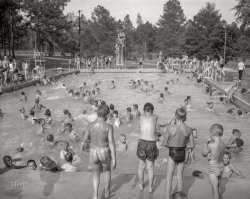 From the News Photo Archive comes this circa 1953 tableau of chlorinated Baby Boomers. No horseplay, running or girls allowed! 4x5 inch acetate negative. View full size.