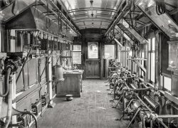 From around 1910 comes this 5x7 glass negative showing a rail car fitted with ... what? Post your informed supposition in the comments. View full size.